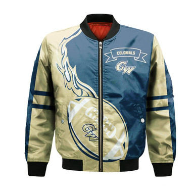 George Washington Colonials Bomber Jacket Flame Ball - NCAA
