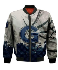 Georgetown Hoyas Bomber Jacket Basketball Net Grunge Pattern- NCAA