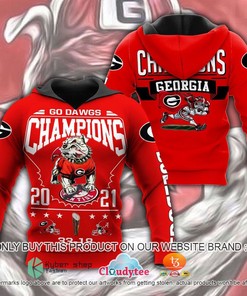 Georgia Bulldogs 2021 National Champions Red 3D Hoodie