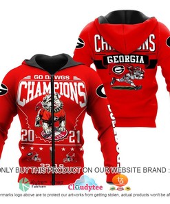 Georgia Bulldogs 2021 National Champions Red 3D Hoodie