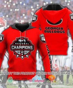 Georgia Bulldogs 2021 National Champions Red Color 3D Hoodie