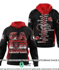 Georgia Bulldogs 2023 Champions Black 3D Hoodie
