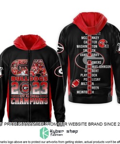 Georgia Bulldogs 2023 Champions Black 3D Hoodie