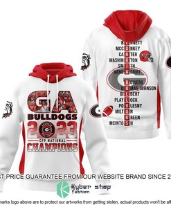 Georgia Bulldogs 2023 Champions White 3D Hoodie