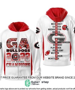 Georgia Bulldogs 2023 Champions White 3D Hoodie