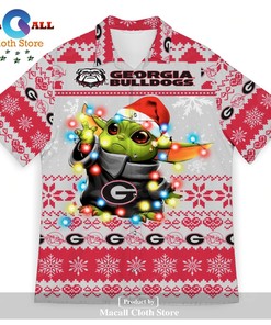 Georgia Bulldogs Baby Yoda Star Wars Ugly Christmas Hawaiian Shirt