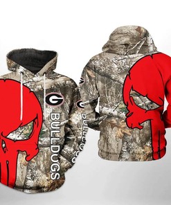 Georgia Bulldogs Camo Veteran Hunting And Skull Punisher 3D Hoodie Georgia Bulldogs Gifts for Him