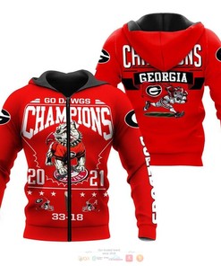 Georgia Bulldogs Champion 2021 3D Hoodie