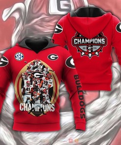 Georgia Bulldogs Champion 2021 Red 3D Hoodie