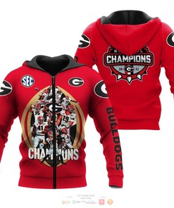 Georgia Bulldogs Champion 2021 Red 3D Hoodie
