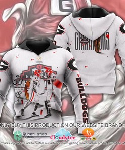 Georgia Bulldogs Champions 2021 White 3D Hoodie