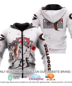 Georgia Bulldogs Champions 2021 White 3D Hoodie
