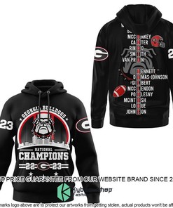 Georgia Bulldogs Circle Logo 2023 Champions Black 3D Hoodie