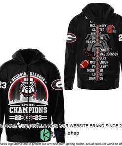 Georgia Bulldogs Circle Logo 2023 Champions Black 3D Hoodie
