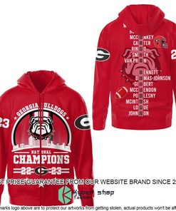 Georgia Bulldogs Circle Logo 2023 Champions Red 3D Hoodie