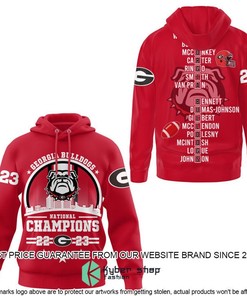 Georgia Bulldogs Circle Logo 2023 Champions Red 3D Hoodie