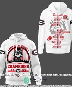 Georgia Bulldogs Circle Logo 2023 Champions White 3D Hoodie