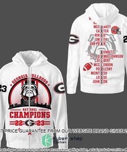 Georgia Bulldogs Circle Logo 2023 Champions White 3D Hoodie