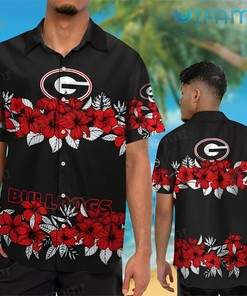Georgia Bulldogs Hawaiian Shirt Red Hibiscus Ga Football Gift