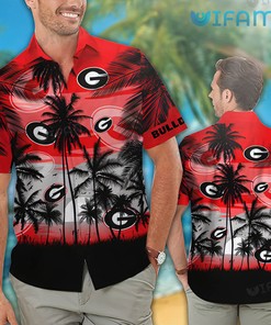 Georgia Bulldogs Hawaiian Shirt Sunset Coconut Tree Ga Football Gift