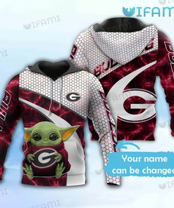 Georgia Bulldogs Hoodie 3D Baby Yoda Custom Name Georgia Bulldogs Gift