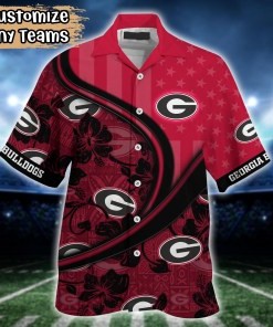 Georgia Bulldogs NCAA US Flag Flower Hawaii Shirt For Fans