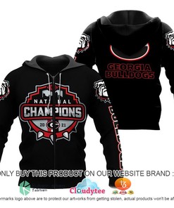 Georgia Bulldogs National Champions 2021 Black Color 3D Hoodie