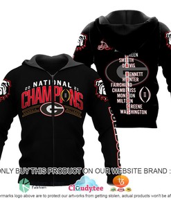 Georgia Bulldogs National Champions 2021 Black Pattern 3D Hoodie
