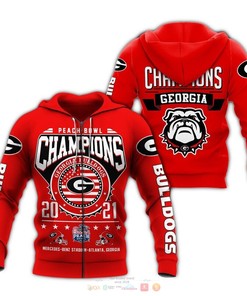 Georgia Bulldogs Peach Bowl Champion 3D Hoodie