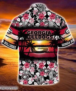 Georgia Bulldogs Summer Beach Hawaiian Shirt Hibiscus Pattern for Sports Fan