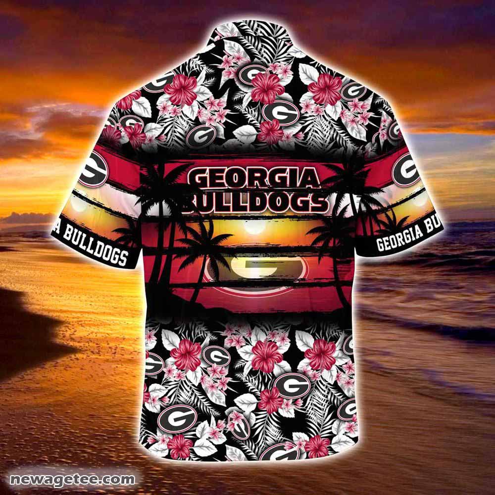 Georgia Bulldogs Summer Beach Hawaiian Shirt Hibiscus Pattern for Sports Fan