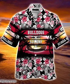 Georgia Bulldogs Summer Beach Hawaiian Shirt Hibiscus Pattern for Sports Fan