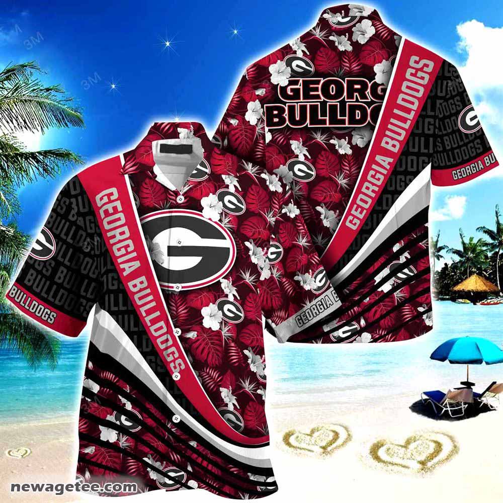 Georgia Bulldogs Summer Beach Hawaiian Shirt With Tropical Flower Pattern