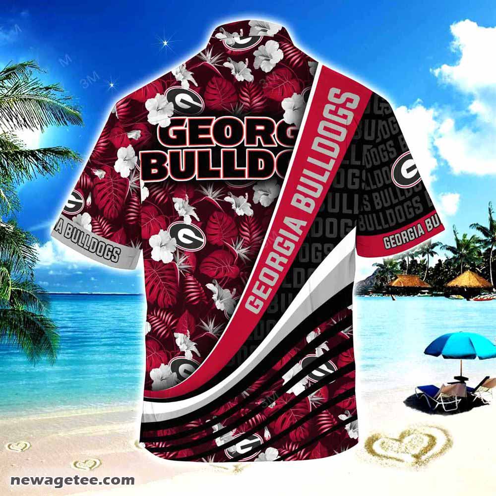 Georgia Bulldogs Summer Beach Hawaiian Shirt With Tropical Flower Pattern