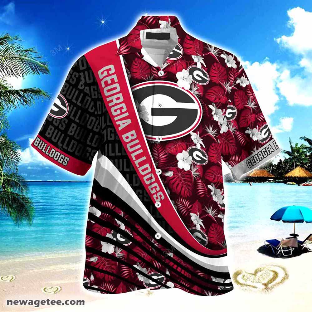 Georgia Bulldogs Summer Beach Hawaiian Shirt With Tropical Flower Pattern