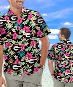 Georgia Bulldogs Uga Hawaiian Shirt Hibiscus for Football Fans