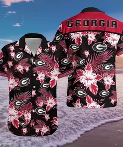 Georgia Bulldogs Uga Hawaiian Shirt Tropical Floral