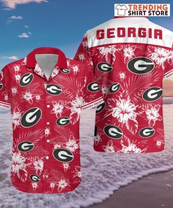 Georgia Bulldogs Uga Hawaiian Shirt Tropical Flower