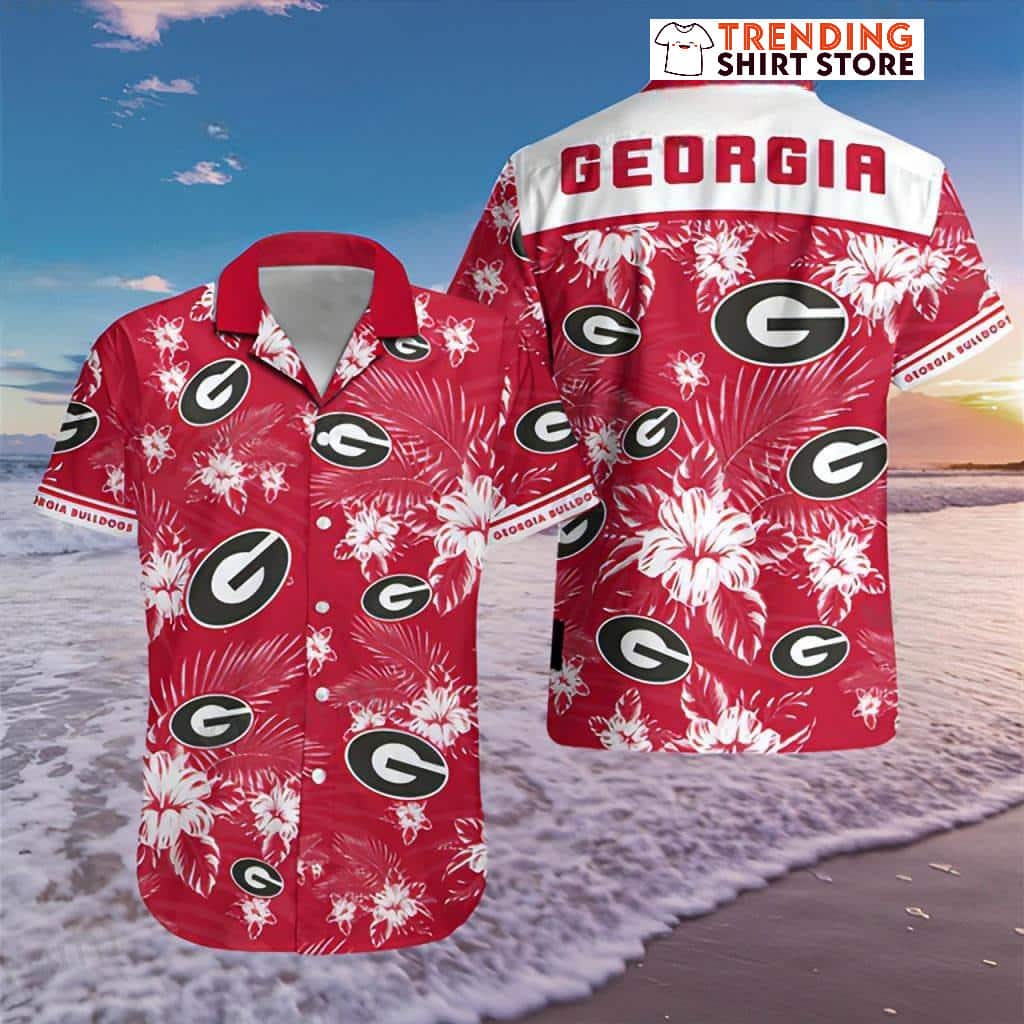 Georgia Bulldogs Uga Hawaiian Shirt Tropical Flower