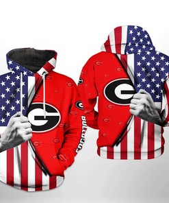 Georgia Bulldogs With Flag American My Heart Football 3D Hoodie Gifts for Georgia Bulldogs Fans