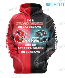 Georgia Football Hoodie 3D Bulldogs On Saturday Falcon On Sunday Gift