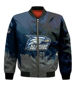 Georgia Southern Eagles Bomber Jacket Basketball Net Grunge Pattern- NCAA