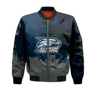 Georgia Southern Eagles Bomber Jacket Basketball Net Grunge Pattern- NCAA