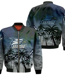 Georgia Southern Eagles Bomber Jacket Coconut Tree Tropical Grunge - NCAA