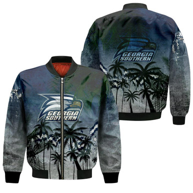 Georgia Southern Eagles Bomber Jacket Coconut Tree Tropical Grunge - NCAA