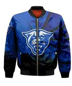Georgia State Panthers Bomber Jacket Basketball Net Grunge Pattern- NCAA