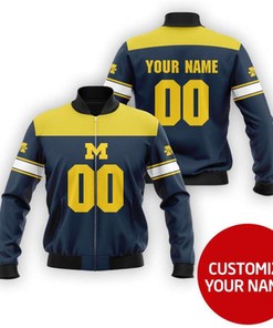 Georgia Tech Yellow Jackets #00 Personalized Navy Jersey Style Gift With Custom Number Name For Georgia Tech Fans Bomber Jacket