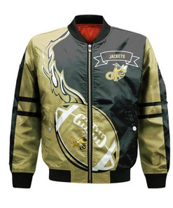 Georgia Tech Yellow Jackets Bomber Jacket Flame Ball - NCAA