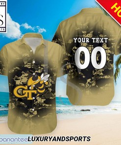 Georgia Tech Yellow Jackets Camouflage Personalized Hawaiian Shirt