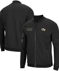 Georgia Tech Yellow Jackets Colosseum OHT Military Appreciation High-Speed Bomber Full-Zip Jacket - Black